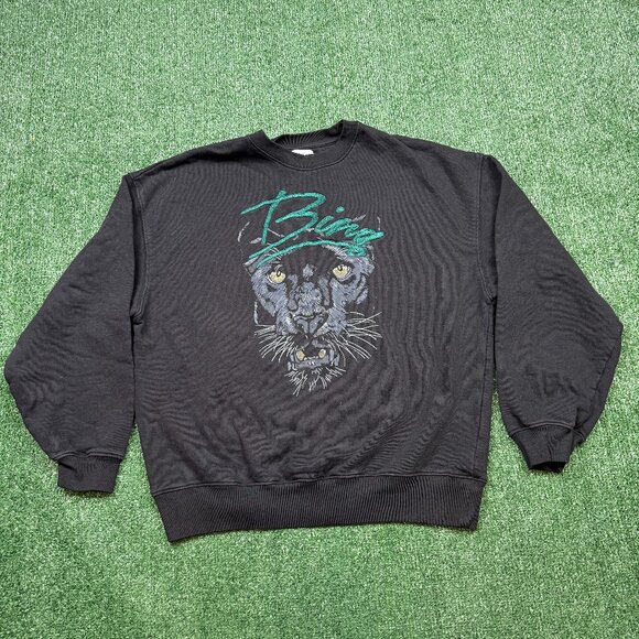 Anine Bing Kenny Sweatshirt Women's Size M Black Pullover Panther Graphic 2Sided